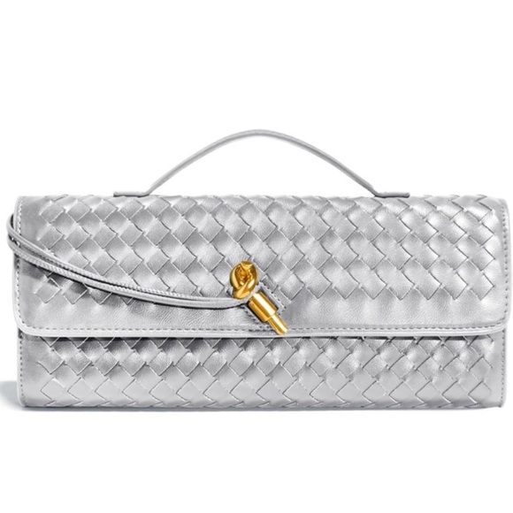 Silver Woven Clutch Bag - Picture 4 of 6